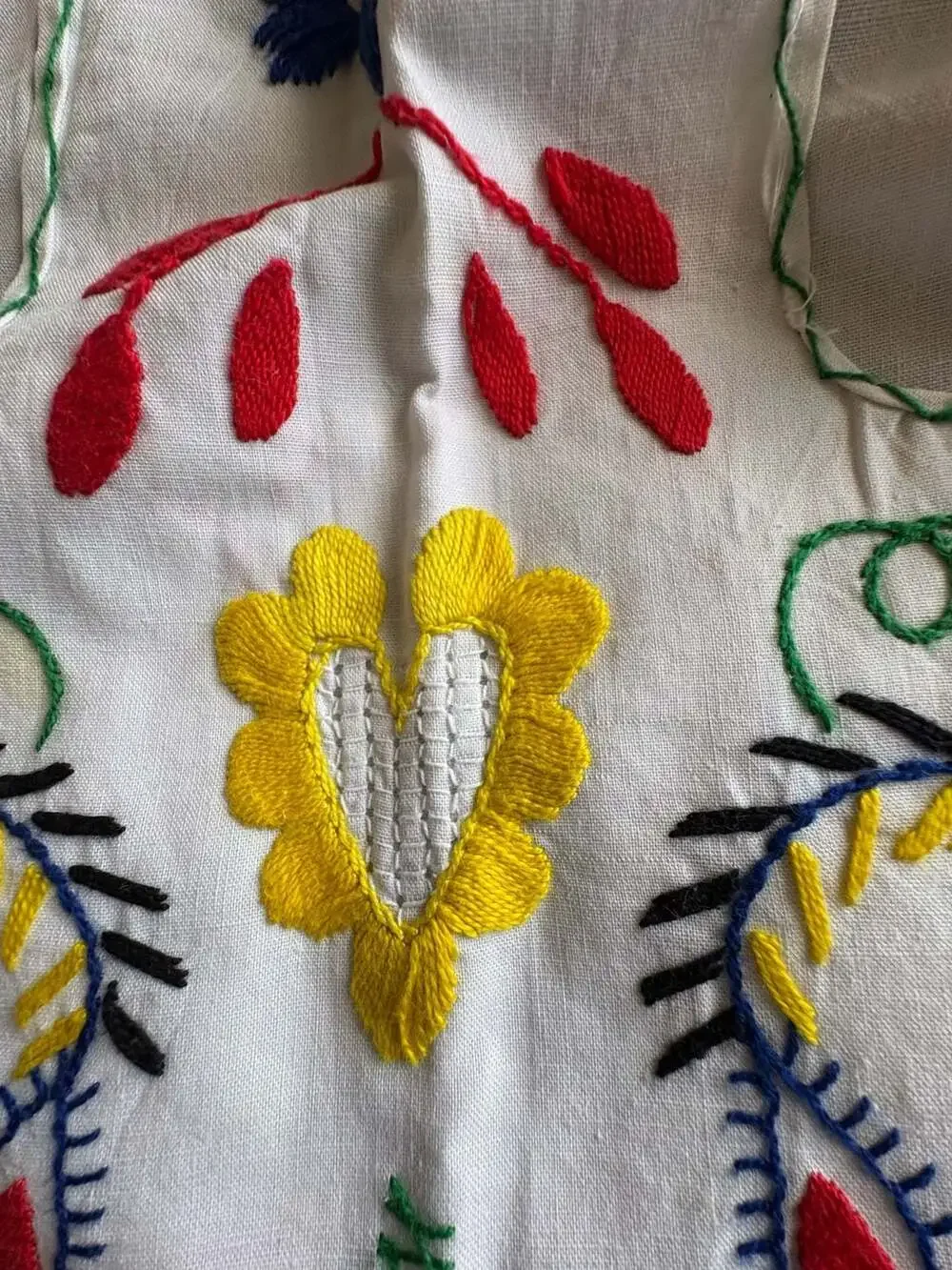 Vintage Hand Embroidered Portugal Folk Art Kitchen Apron